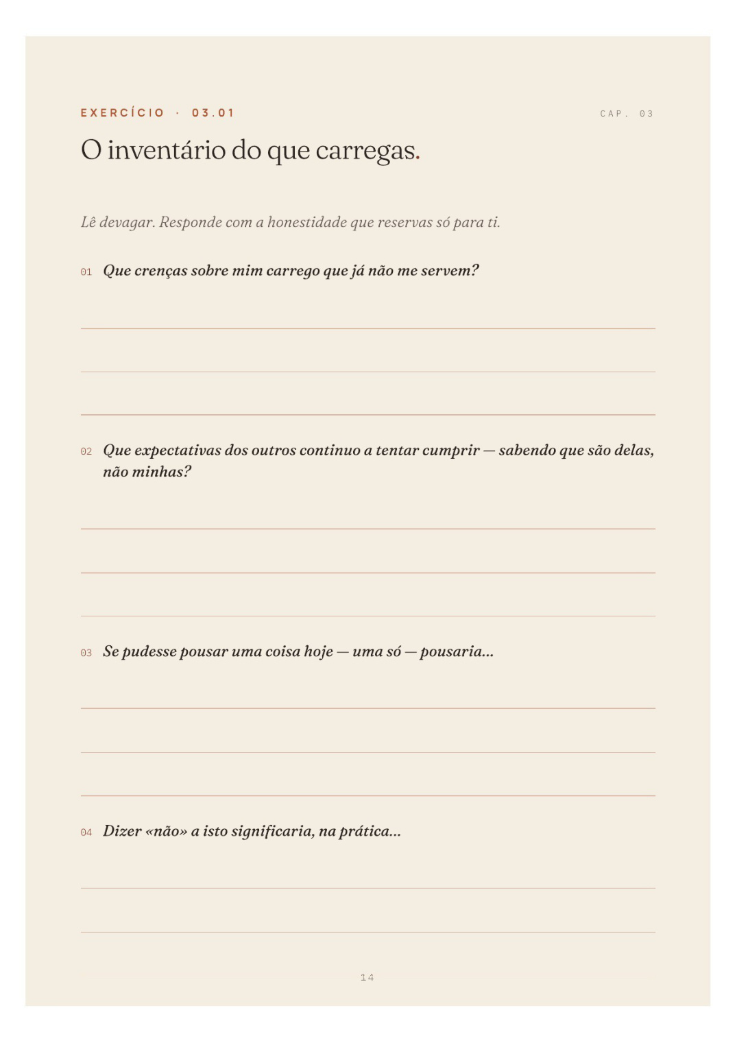 Exercício · O inventário do que carregas